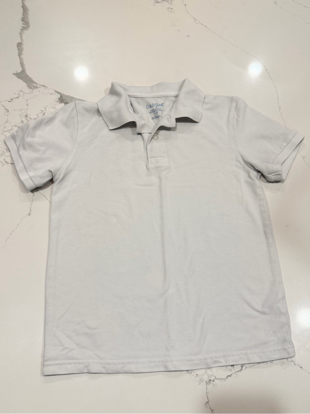 Cat & Jack White Polo Shirt Boys Medium (8)